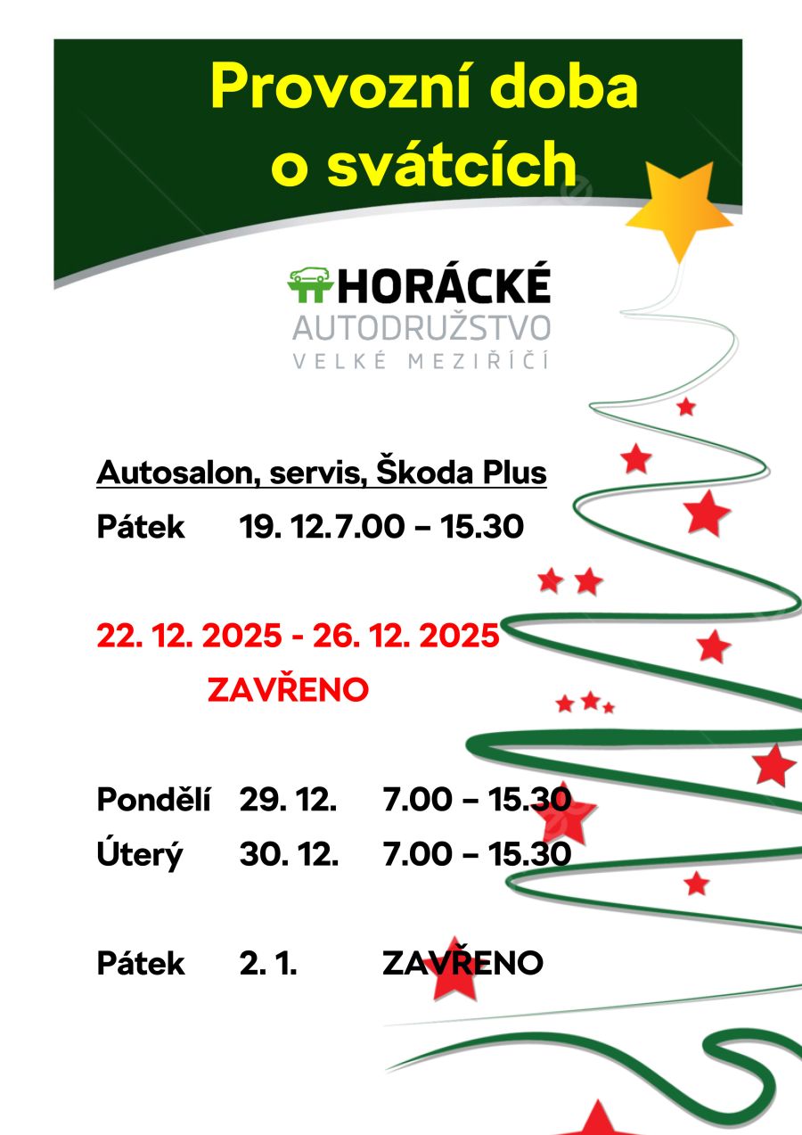 HAD-Provozní doba o svátcích 2025